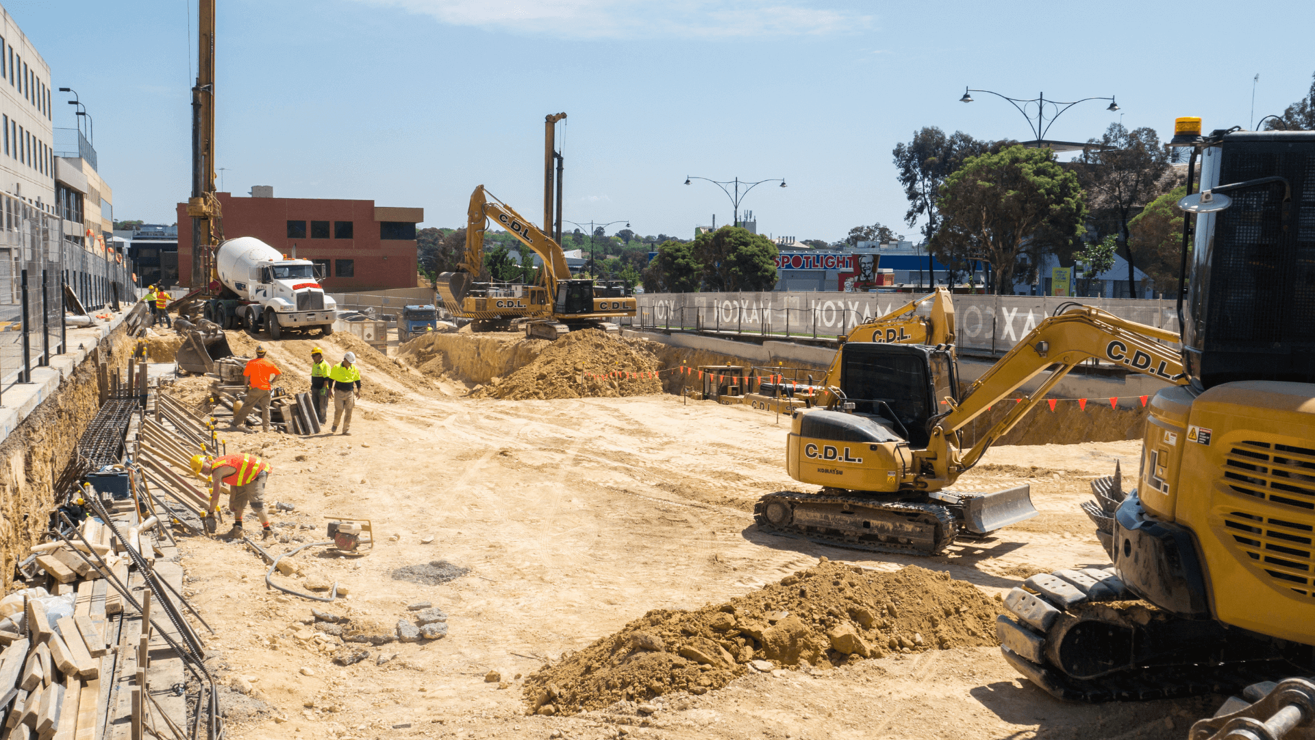 Construction site with diggers