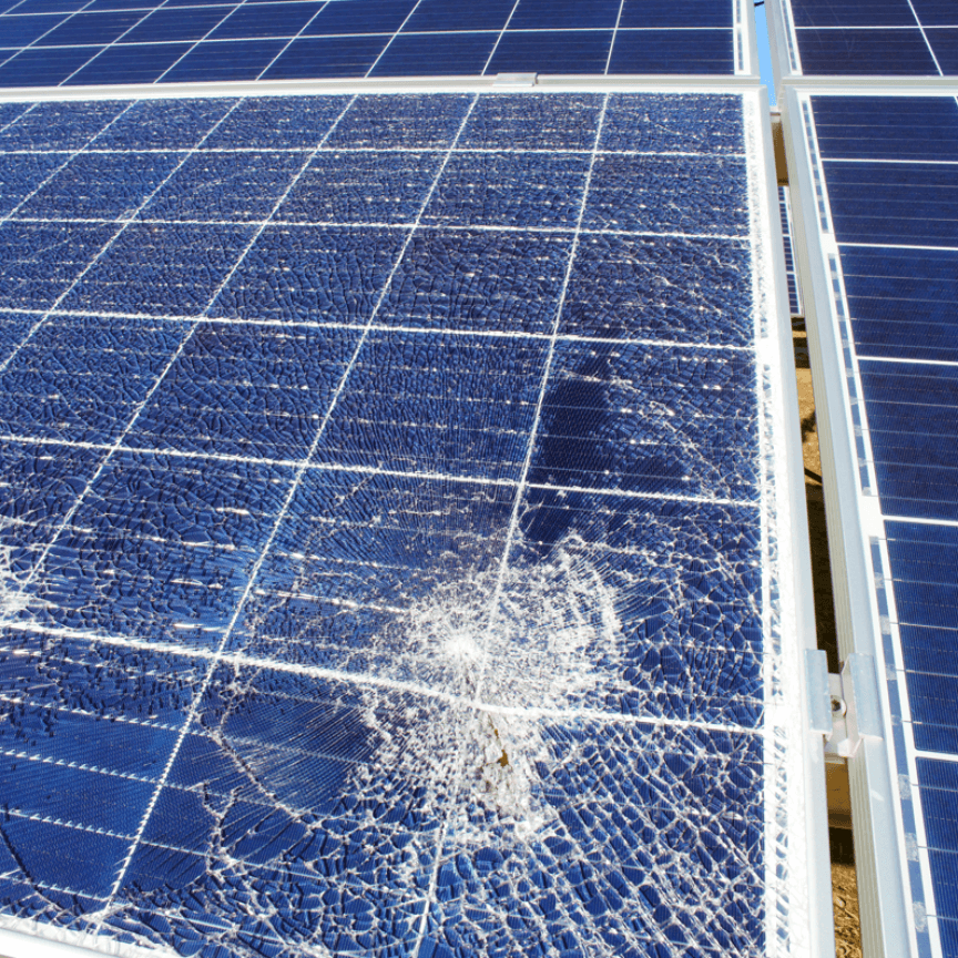 Smashed solar panel