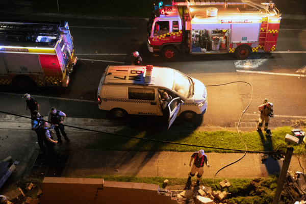 Emergency services responding to car crash