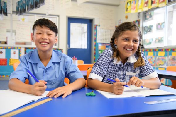 Primary age kids in classroom