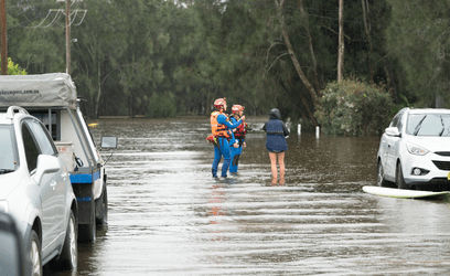 Emergency services responding to flood
