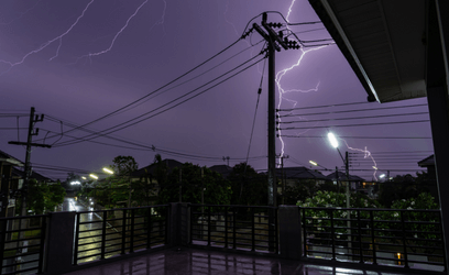 Lightening strike over power pole